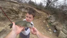 Video thumb for 7 Year old fly fishes for bass